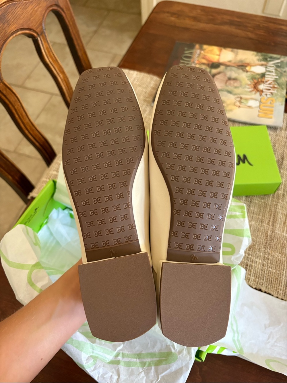Sam Edelman Cream Square-Toe Ballet Flats - Picture 4 of 6